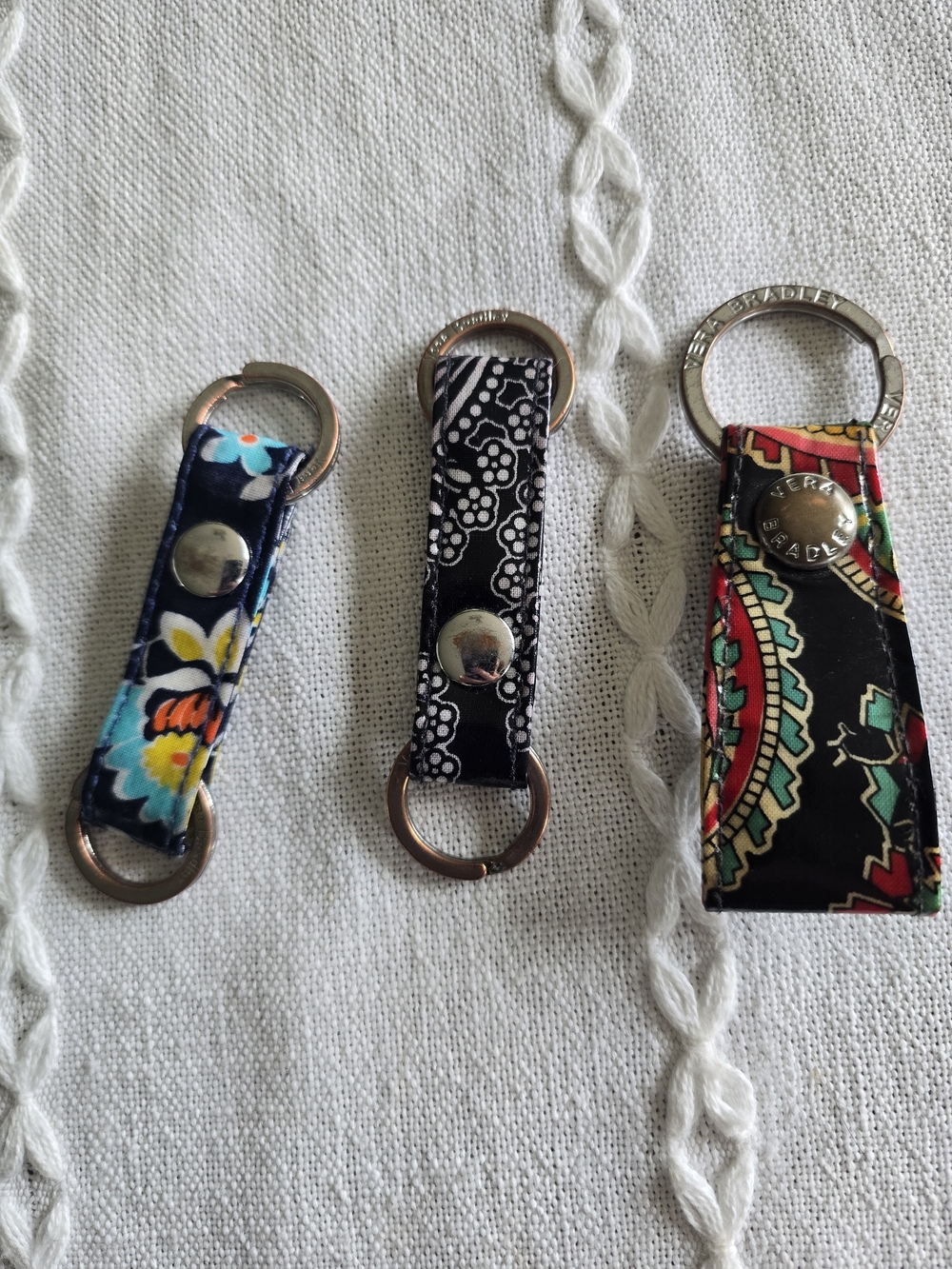 Vera Bradley Floral & Paisley Key Fob Trio - Black, Blue, Multicolor